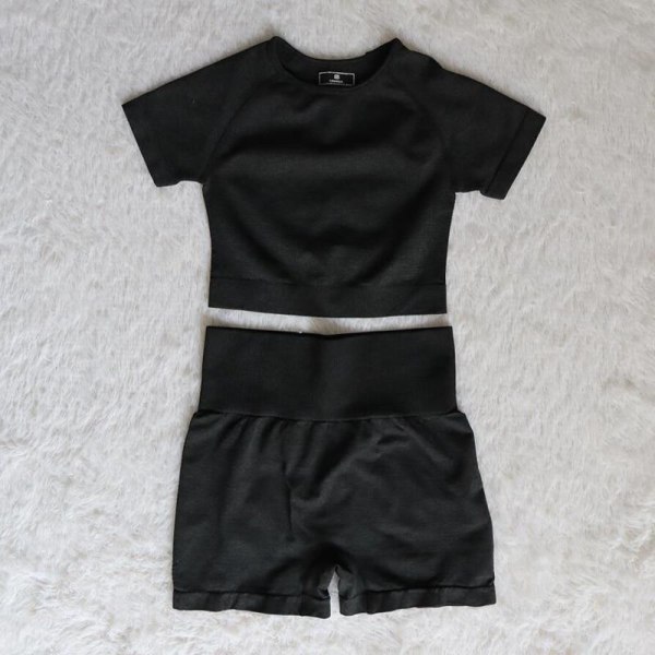 Yoga Set Träningskläder Sportset Gymkläder Träningsoverall Högmidjade Leggings För Kvinnor black shorts set M