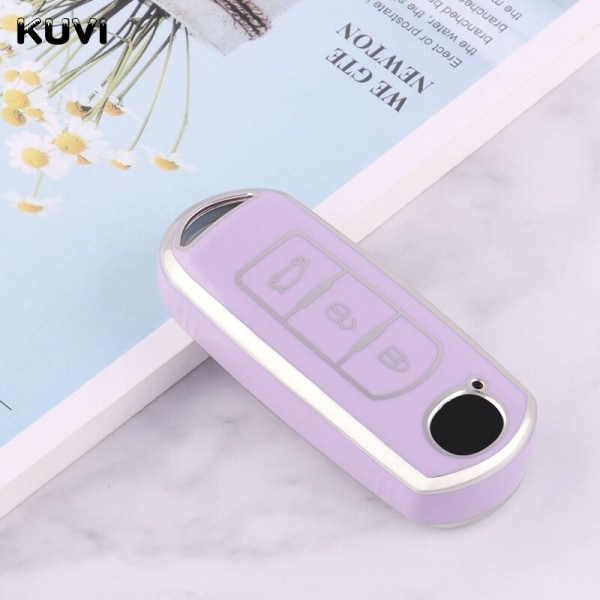 TPU Bil Fjärrnyckel Fodral Skydd För Mazda 2 3 6 Atenza Axela Demio CX-5 CX5 CX-3 CX7 CX-9 2015 2016 2017 2018 2019 3 button Purple