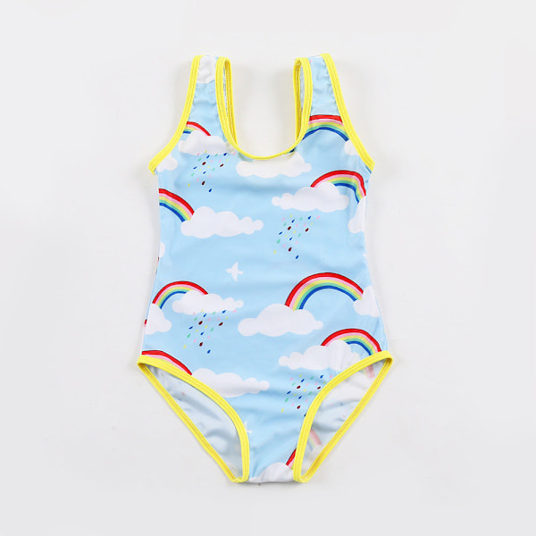 Baddräkt Europeisk Hel Baddräkt Barn Triangeldräkt Badkläder Blue（cloud） XL