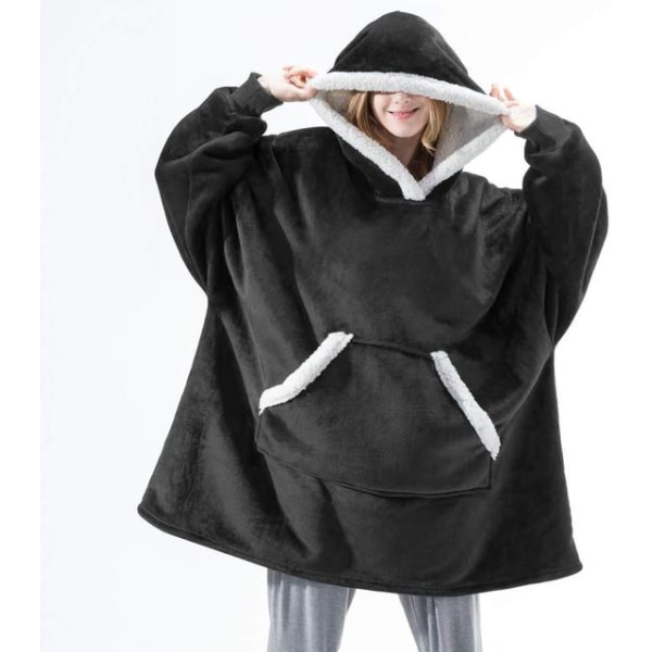Filt med Ärmar Dam Oversized Hoodie Fleece Varma Hoodies Sweatshirts Jätte TV Filt Dam Hoody Morgonrock TV170 Red One Size