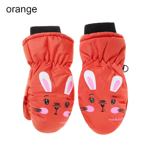 For barn i alderen 0 til 5 år Tegneserie Kanin Sport Tykke Varme Votter Vanntett Søt Vinter Utendørs Ski Hanske Sklisikker B-3-7years old7 One Size