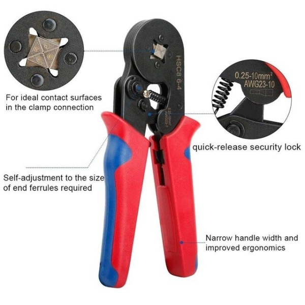 0,08-10mm Rörtångsklämmor Verktygsset Nytt 1200st Terminalklämmor Mini Elektrisk Tång HSC8 Precisionsklämsats Red plier and1200pcs