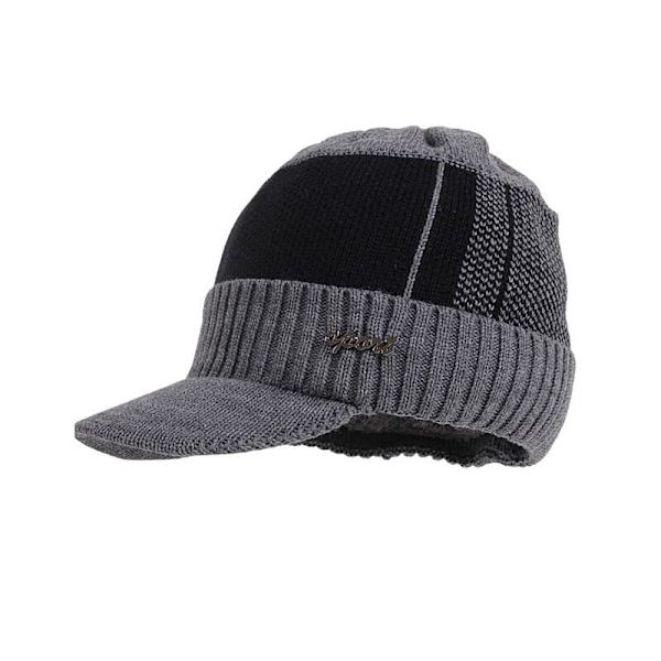 Vinterluer for menn Skullies Beanie Lue Vinterlue Menn Kvinner Ullskjerf Luer Sett Balaclava Maske Gorras Bonnet Strikket Lue Gray Cap One Size