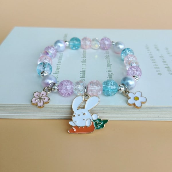 Sødt tegneserie My Melody børne perlebesat krystal kvindelig par studerende veninder gave farve armbånd tilbehør 07 little pink rabbit