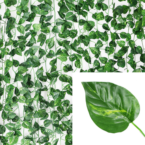 12 stk. Kunstige Planter Hjemmeinnredning Grønn Silke Hengende Ranker Falske Bladkranser Blader DIY For Bryllupsfest Rom Hagedekorasjon Begonia Leaves