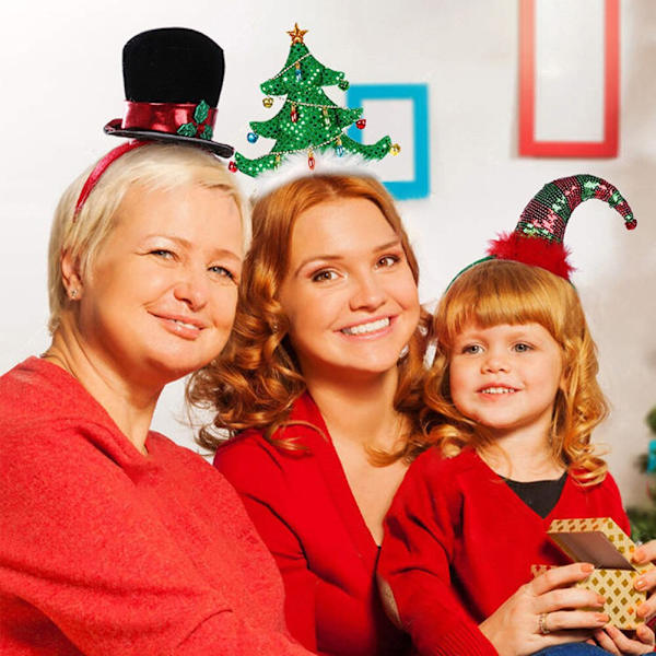 Flickor Julhårband Paljetter Hårboll Tomte Julgran Hårband Hatt Julklapp till Barn Jul Light Green