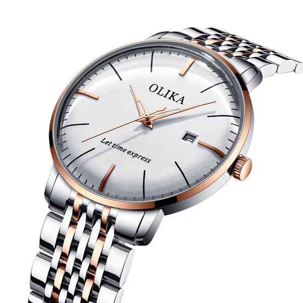 Schweiziskt Märkesklocka Herr Vattentät Icke-Mekanisk Automatisk Arc Quartz Klocka Herr Sport Herr Presentklocka Rose shell leather strap