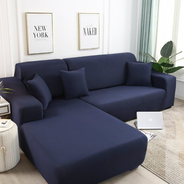 Ensfarvede hjørnesofabetræk til stue, elastiske spandex sofabetræk, strækbare slipcovers, L-formet sofa, skal købe 2 stk. sofabetræk 3 1pc  1-Seat 90-140cm