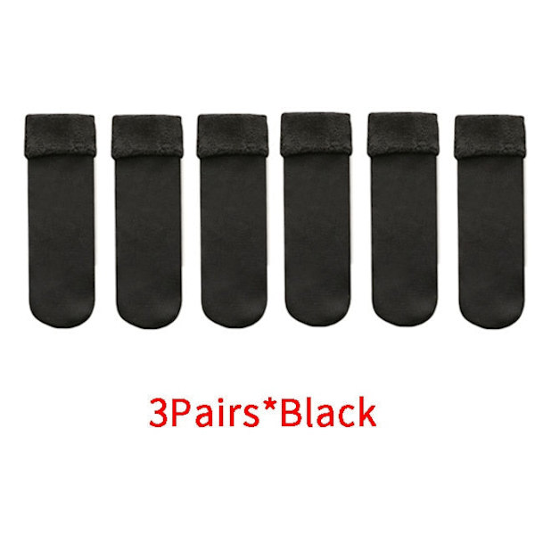 3 Par/Lot Dam Vinter Varma Tjocka Termiska Strumpor Ull Kashmir Snö Sömlösa Strumpor Sammet Mjuka Stövlar Golv Sovstrumpor 2black1red Size35-40