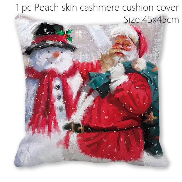 Jultomten Jul Dörrmatta Kuddfodral Juldekorationer för Hemmet 2023 Navidad Ornament Julgransprydnader Nyårspresenter Pillowcase - 040