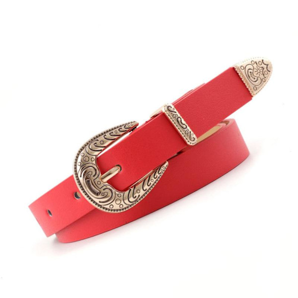 Dam Retro Stil Casual All Match Tunt Metallspänne Midjebälte Like the picture red