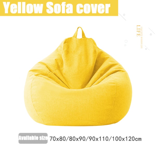 Överdrag Soffor Skydd puff Gigante Stolar Utan Fyllning Linne Tyg Lounger Sits Sittsäck Puff Soffa Tatami Puff Salong Puff Asiento Yellow-Sofa cover 70X80cm