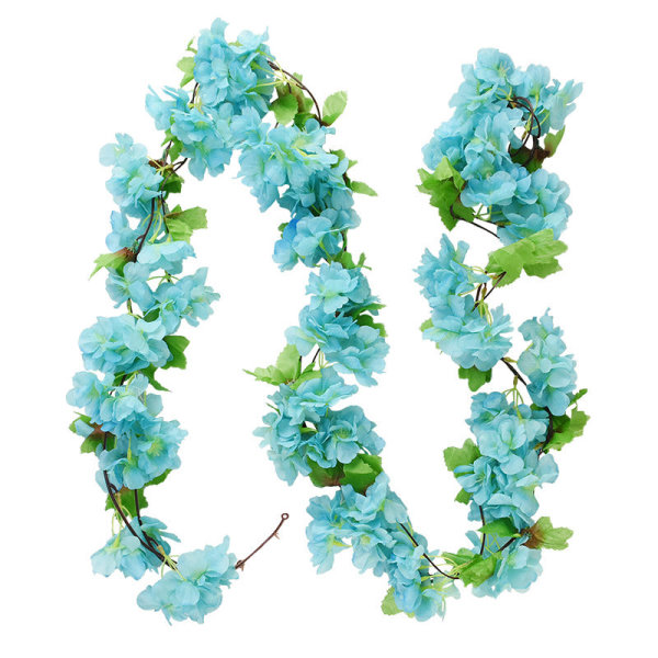 2,3 m Blomstergirlang Konstgjord Blomstergirlang med Löv Siden Sakura Körsbärsblommor Murgröna Ranka för Hem Trädgård Bröllopsbåge Dekor S03 pink flower vine