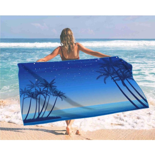 Coconut Tree Starry Sky Printed strandhandduk för vuxen Snabbtorkande Simning Surfdusch Handduk Resor Yoga Strandfilt 12 80x160cm