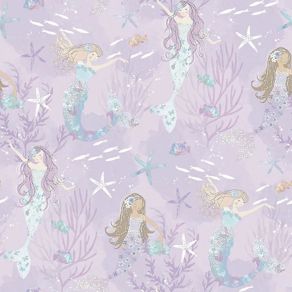 Tiny Tots 2 Havfruer Tapet Galerie Lilla/Turkis Glitter Purple/Turquoise Glitter