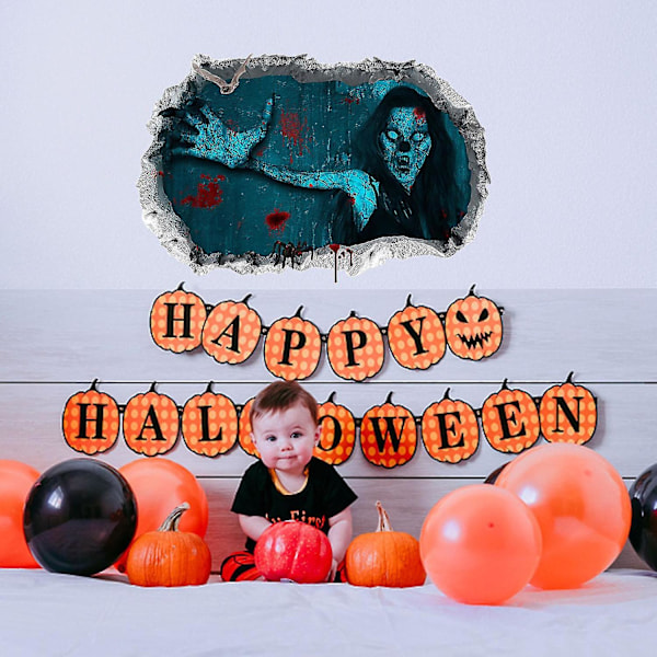Tapet Halloween Trasig Vägg Skräck Kvinna Blod Handavtryck Sovrum Vardagsrum Heminredning Vägg