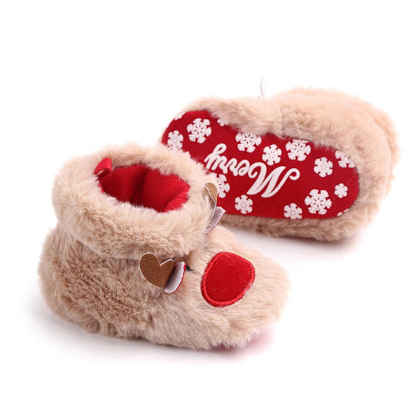 Baby Jul Plysch Djur Skor Småbarn Spädbarn Flickor Pojkar Prewalker Sneakers Varma Skor Päls Skor Vinter Red 0-6 Months