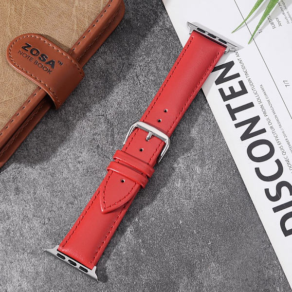 Urrem til Apple Watch iWatch 42/44/45/49mm rød med nålemønster PG-switch fjederøre