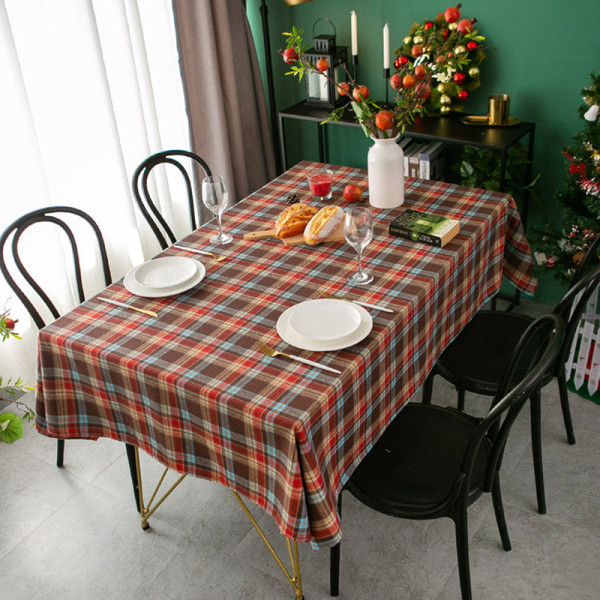 Julhelg duk Röd pläd rektangulär duk Christmas color grid 140*200CM