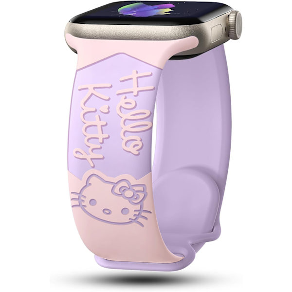 Klockarmband för Apple Watch iWatch 38/40/41mm tvåfärgad storhuvad KT-katt rosa + lila