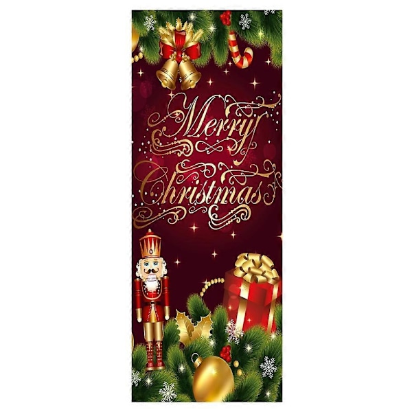 Dww-Självhäftande 3D-dörrdekal med jultema, röd bakgrund (77x200 cm), PVC-väggdekal för väggdekoration i vardagsrum, kök, sovrum, hall