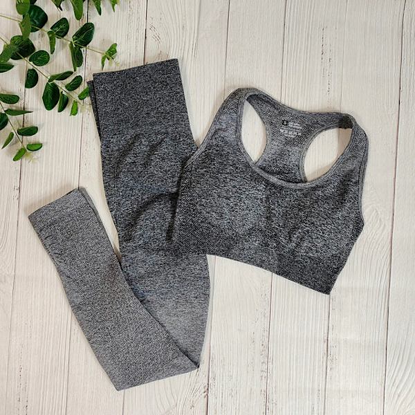 Joogasetti Rintaliivit ja Leggingsit Fitness-urheiluvaatesetti Naisille Lightgrey set M