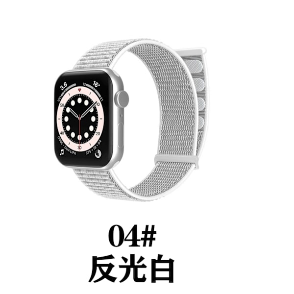 Kellon ranneke Apple Watch iWatch 42/44/45/49mm heijastava valkoinen