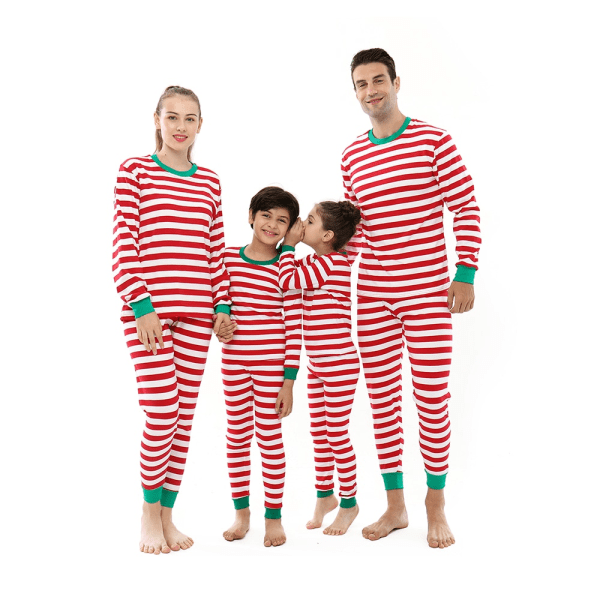 Matchende julepyjamas til familien, drenge, piger, bomuldsstribede pyjamassæt, matchende tøjsæt FM01 Kids 5T