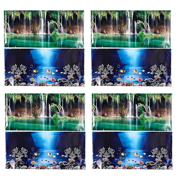 4x Blå Frisk Hav Baggrund Akvarium Ocean Landskab Poster Fisketank Baggrund