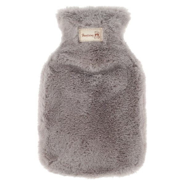 800/1800ml Plysch Fuskpäls Handvärmare Vinter Varmvattenflaskor Ren Naturgummi Mysigt Grått Överdrag Rygg Nacke Midja Hand Säng Varm Grey 800 ML