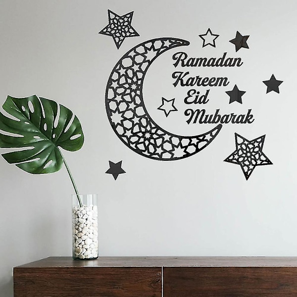 Akryl spejl mærkat Ramadan halvmåne 3D selvklæbende vægmærkat til døre vinduer skabe