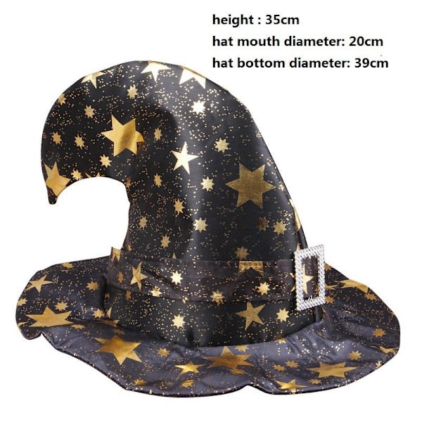 Voksen Barn Heksehatter Maskerade Bånd Trollmannshatt Cosplay Halloween Kostyme Fest Bursdag Karneval Hekser Topphatter 9