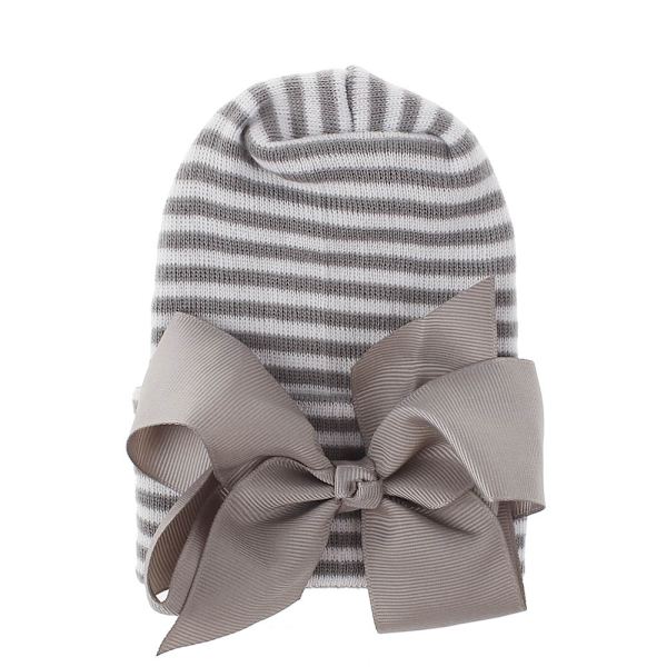 Babyhue Vinterhue Beanie Dobbeltlags Fortykkede Sløjfehue Baby Ny Hospitalshue #7 gray knot gray cap Average size