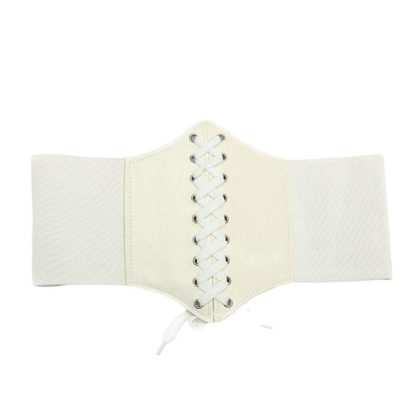 1 stk. Gotisk Mørk Snøre Livstykke Bælte til Kvinder Bred PU Læder Bælter Dame Mode Slankende Taljebånd Justerbar Kjole Girdle White One Size