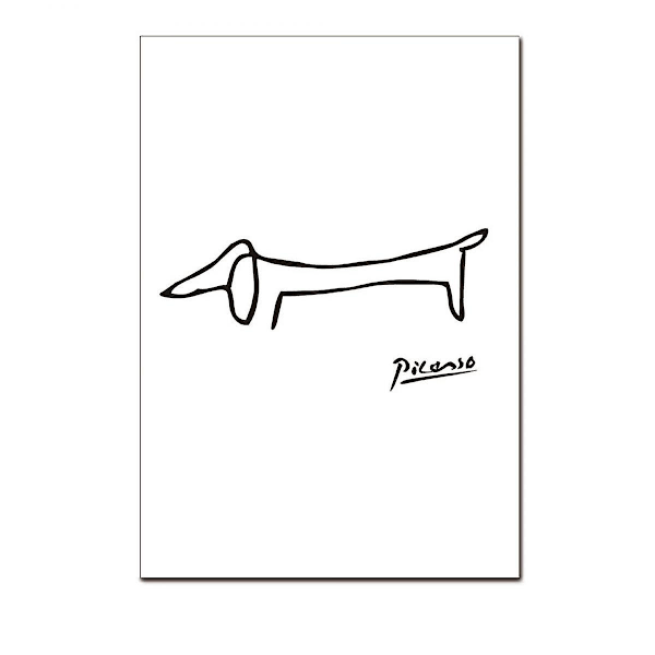 Wekity Ett-Strøk Maling 1 Veggkunst Lerret Trykk Plakat, Enkel Abstrakt Svarte Linjer Kunst Tegning Dekor for Hjem Stue Soverom Kontor og Barn