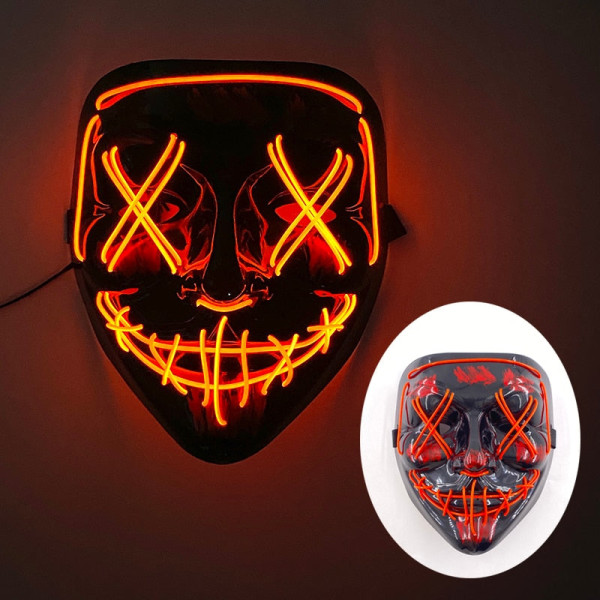 Halloween Neon LED Purge Maske Maskerade Festmasker Lysende I Mørket Sjove Masker Cosplay Kostume Tilbehør 20