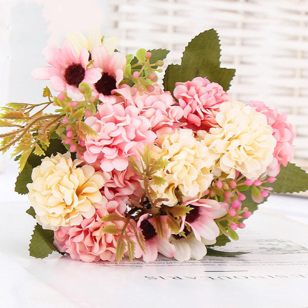 15 kpl silkkihortensia keinotekoinen kukka valkoiset hääkukat pieni kimppu tekokukka juhlat DIY-koristelu A3
