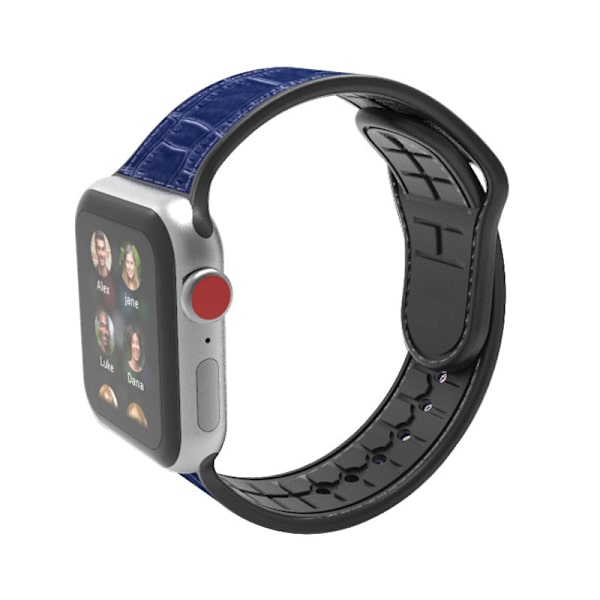 Läderarmband för Apple Watch och Apple Watch Single buckle crocodile skin blue Applicable to 38/40mm