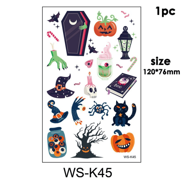 Halloween Tatoveringsklistremerker Barn Tegneserie Vanntett Karneval Party DIY Knask Eller Knep Party Boo God Halloween Party Dekor Style7