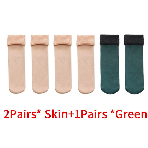 3 Par/Lot Dam Vinter Varma Tjocka Termiska Strumpor Ull Kashmir Snö Sömlösa Strumpor Sammet Mjuka Stövlar Golv Sovstrumpor 2black1red Size35-40