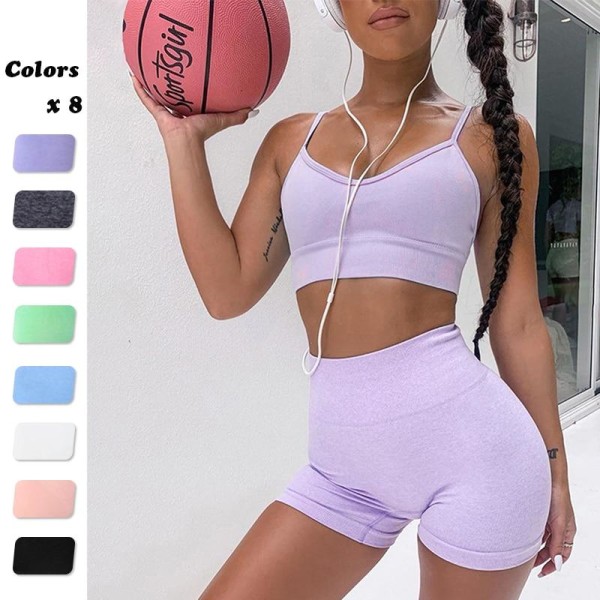 Jooga Rintaliivit Crop Top Urheiluliivit Treenausasu Saumaton Polyesteri Kuntosalisetti 2pcs Gray3 S