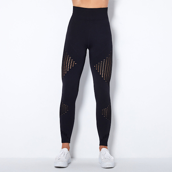 Europæiske og amerikanske sømløse strikkede sexede stiber fugttransporterende yogabukser sports løbe fitnessbukser til kvinder 6301 trousers-Army Green M