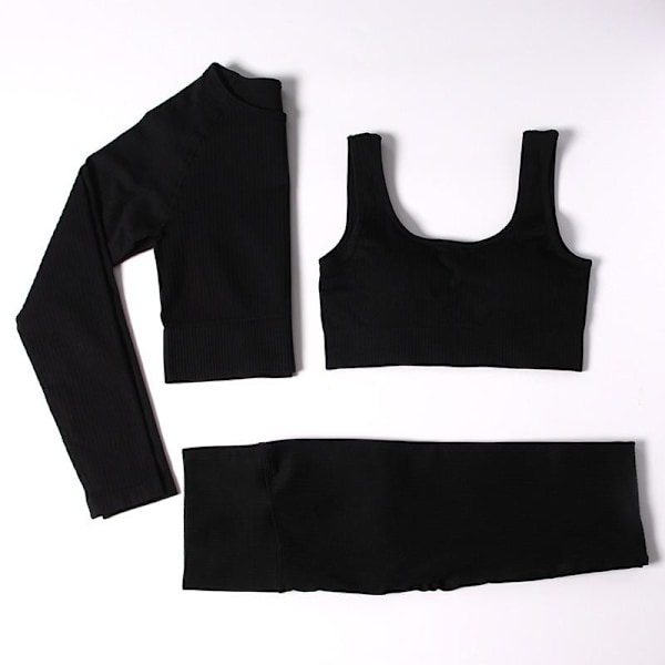Yoga Set Dam Gym Kläder Kvinnlig Hög Midja Yoga Byxor Träningsdräkt Dam Fitness Kläder 3 Pcs Set Violet M