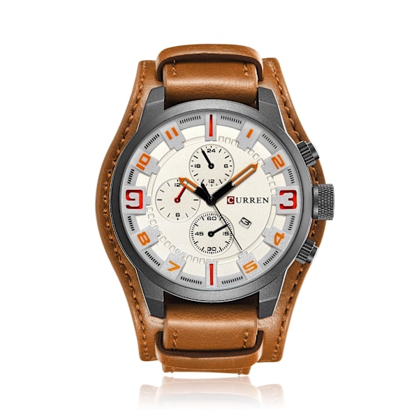 Herreklokke Kalenderklokke Vanntett Quartz Belteklokke Black Shell Gray