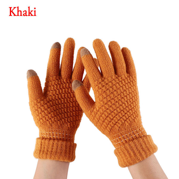 2023 Elastiska Fullfingerhandskar Varma Tjocka Cykelkörningsmode Dam Herr Vinter Varma Stickade Yllehandskar Utomhus B-5 One Size