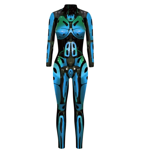 Robot Punk Jumpsuit Catsuit Sexy Cosplay Kostymer Zentai Halloween Bodysuit for Kvinner 27 XL