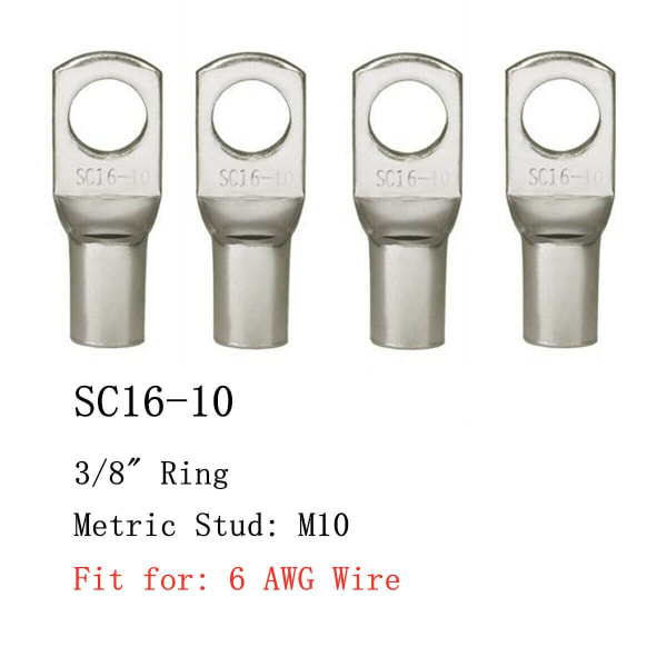 100/50/25/10STK 4-25mm Sortiment Förtennade Koppar Kabelskor Ring Krympterminaler Batterikabel Svetskabelsanslutningssats SC16-8 25