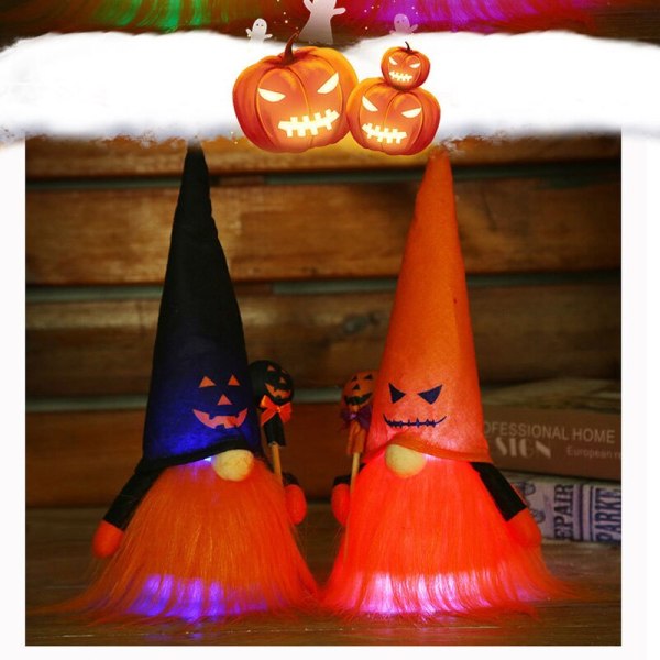Hattu irvistys Vanha mies Hehkuva Rudolph Pehmolelu Kääpiönukke Halloween Lahja Lapsi Poika Tyttö Joulunukke Kodin Sisustus Makuuhuone Orange1pcs Black1pcs