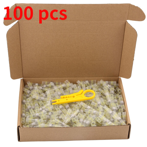 100 kpl lämpökutistuvia jatkoliittimiä, johdinliitin, lämpöholkki, putki, sähköliitos, juotoskaapeli, lämpökutiste juotteella 100pcs AWG 12-10