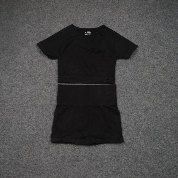 Yoga Set Träningskläder Gym Sport Löpning Träningskläder För Kvinnor Black 2 pcs S